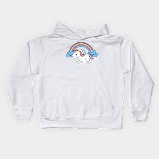 Unicorn baby across the Rainbow Kids Hoodie